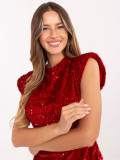 Elegant red blouse with sequin application