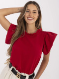 Elegant Red Blouse with Ruffles