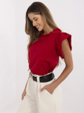 Elegant Red Blouse with Ruffles