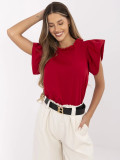 Elegant Red Blouse with Ruffles
