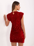 Red sequin-embellished cocktail mini dress
