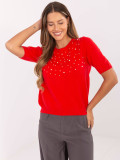 Elegant red sweater with applique