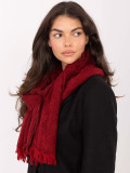 Red herringbone scarf with fringes