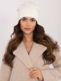 Elegant ecru beanie with pompom