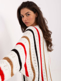 Ecru openwork sweater with stripes