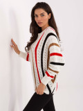 Ecru openwork sweater with stripes