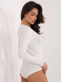 Ribbed cotton body with long sleeves in ecru