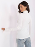 Ribbed cotton turtleneck blouse in ecru