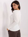 White blouse with embroidery and V-neckline