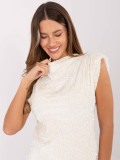 Elegant blouse with appliqué and sequins, ecru