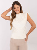 Elegant blouse with appliqué and sequins, ecru