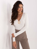 Elegant ecru sweater with V-neckline