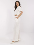 White wide-leg linen-viscose trousers