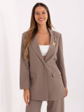 Elegant beige blazer with lining and brooch