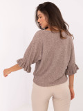 Elegant Beige Sweater with 3/4 Sleeves