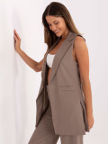 Long elegant beige vest with lining