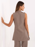 Long elegant beige vest with lining
