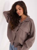 Women's beige cotton shirt with pockets
