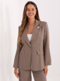 Elegant beige blazer with brooch and lining