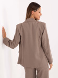 Elegant beige blazer with brooch and lining