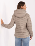Beige quilted jacket with hood