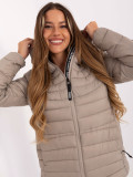 Beige quilted jacket with hood