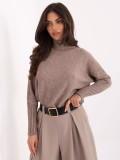 Beige turtleneck sweater with smooth pattern