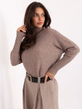 Beige turtleneck sweater with smooth pattern