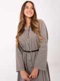 Beige shirt midi dress with belt