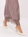 Beige midi skirt with polka dots and lace
