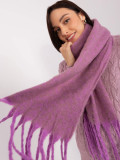 Purple-beige Scarf with Fringes