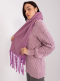 Purple-beige Scarf with Fringes