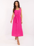 Pink Flared Dress with Belt