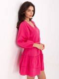 Pink Flared Dress with Long Sleeves