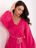 Pink Flared Dress with Long Sleeves