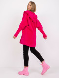 Fuchsia transitional wool-angora coat with hood