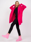 Fuchsia transitional wool-angora coat with hood