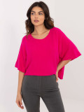 Elegant fuchsia sweater with 3/4 sleeves