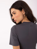 Graphite blouse with short sleeves and round neckline