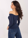 Navy cotton off-shoulder blouse