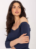 Navy cotton off-shoulder blouse