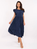 Oversize blue dress with ruffles