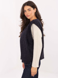 Navy blue knitted vest with pockets