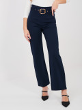 Elegant navy blue trousers with high waist and belt