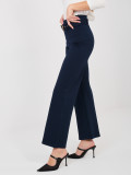Elegant navy blue trousers with high waist and belt