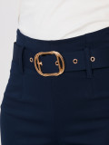 Elegant navy blue trousers with high waist and belt