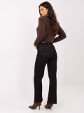 Women's dark blue straight-leg high-waisted jeans