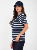Women's striped short sleeve t-shirt, navy blue