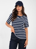 Women's striped short sleeve t-shirt, navy blue