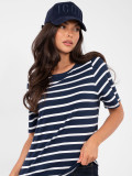 Women's striped short sleeve t-shirt, navy blue